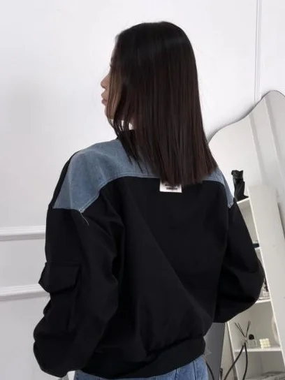ModaFesta -zip-up-black denim-jacket-